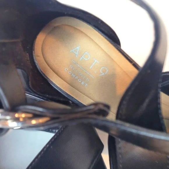 APT. 9 Black Peep Toe Block Heel Sandals - Picture 7 of 9